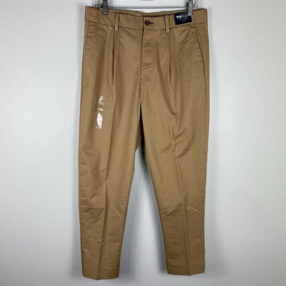 Tommy Hilfiger Men's TH Flex Chino Dress Pants 32 X 32 Flat Front Tan NWT‎